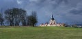 The pilgrimage Church at Zelena hora in Czech republic shortly before storm, UNESCO world heritage Royalty Free Stock Photo
